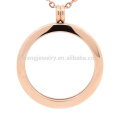 Large size round plain rose gold lockets, 316l stainless steel glass memory lockets jewelry hot sale